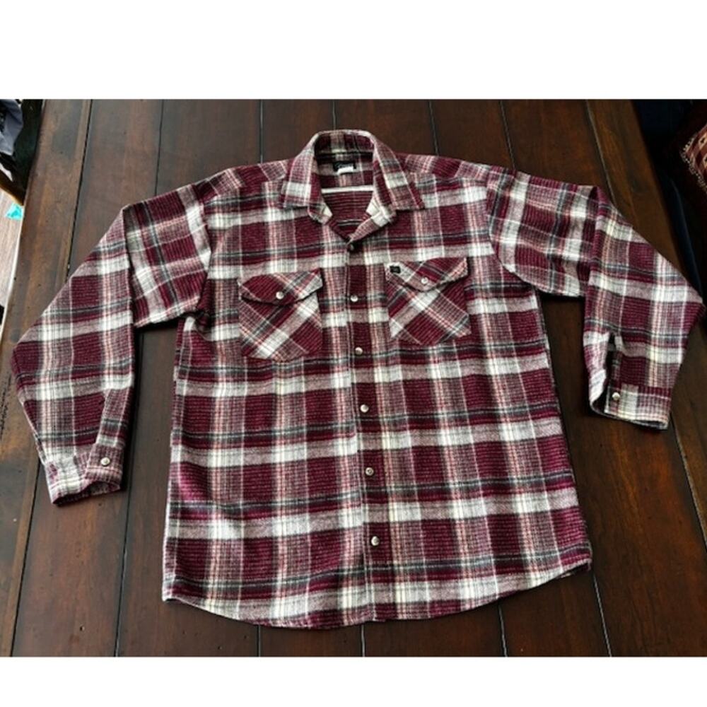 Codet‎ Vintage Made in USA Heavyweight Plaid Flannel Shirt Men’s Large Barn Red